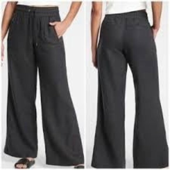 Athleta Pants - Athleta Cabo Linen Wide Leg Pant in Black Size 12